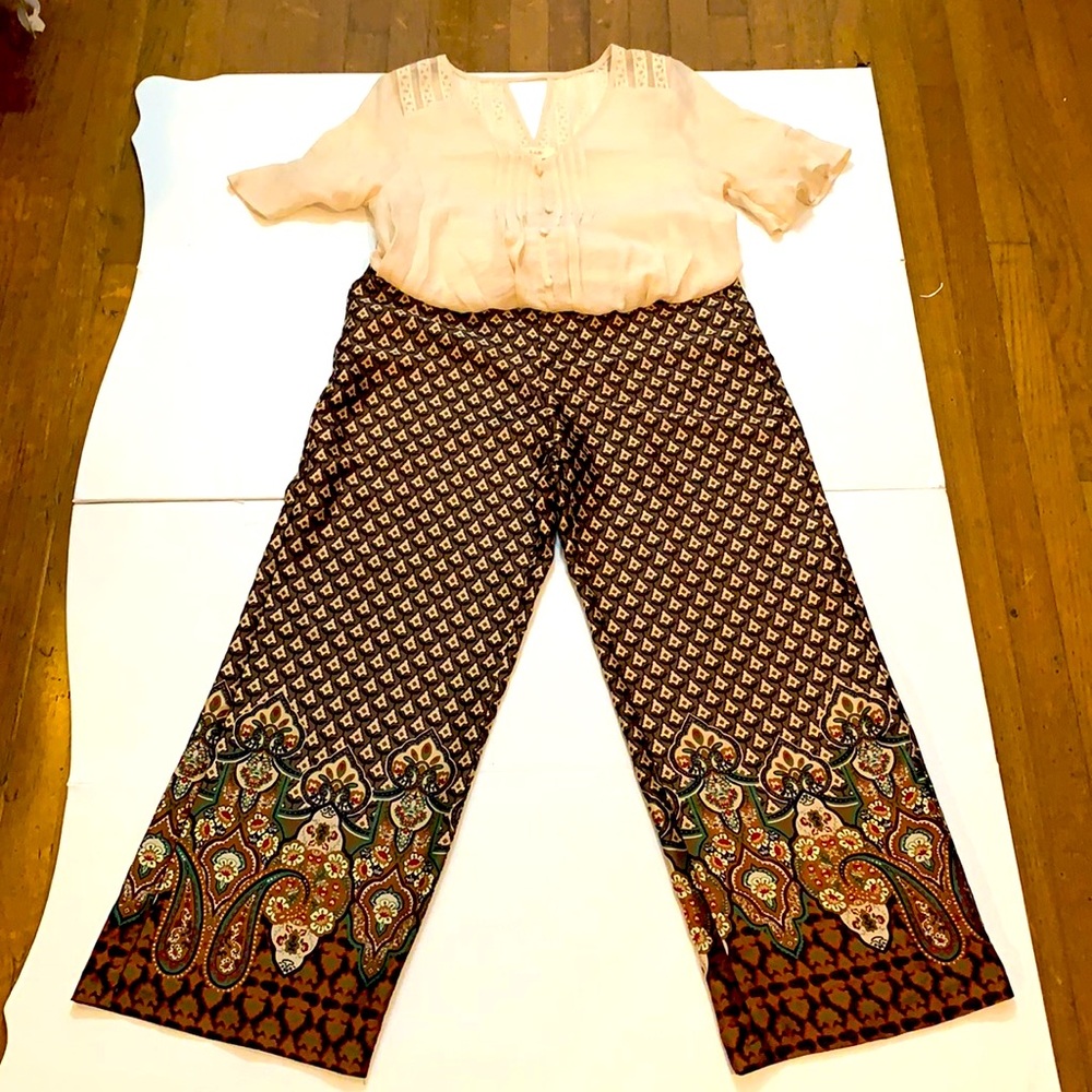 Zara Paisley Flowy Wide Leg Palazzo Pants